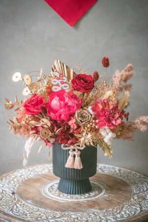 ｜花紅迎喜 ｜M 永生盆花